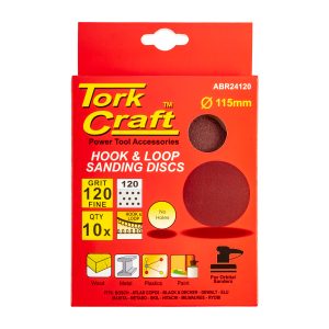 SANDING DISC 115MM 120 GRIT 10/PACK HOOK AND LOOP