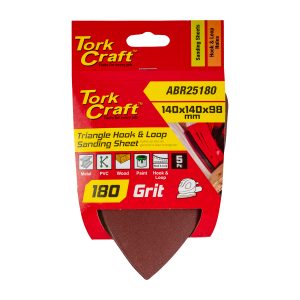 SANDING TRIANGLE 180 GRIT 140 X 140 X 98MM 5/PACK W/H HOOK AND LOOOP