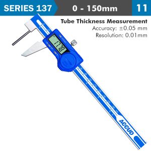 DIG. TUBE THICKNESS CALIPER 150MM 0.05MM ACC. 0.01MM RES. S/STEEL