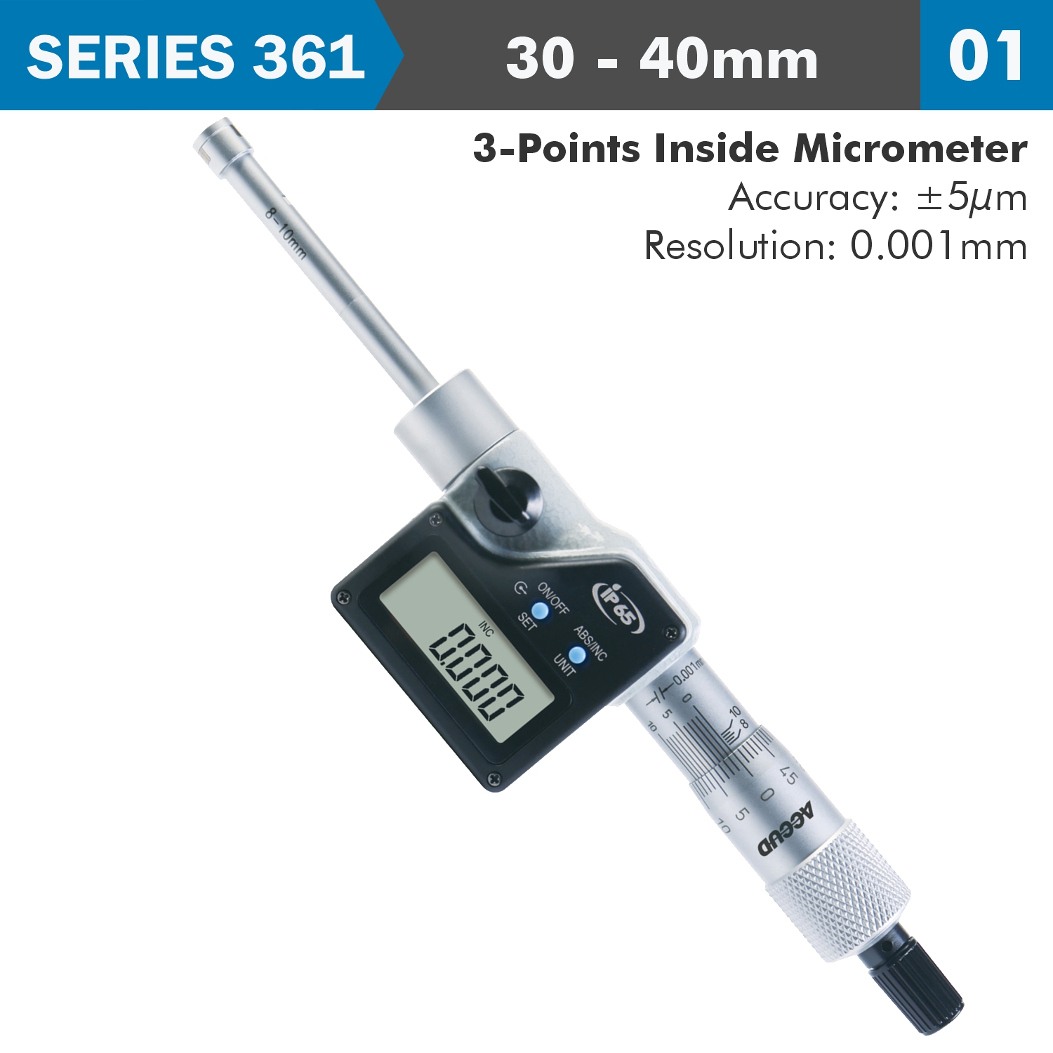 DIG. 3 POINTS INSIDE MICROMETER 30-40MM 0.004MM ACC. 0.001MM RES.