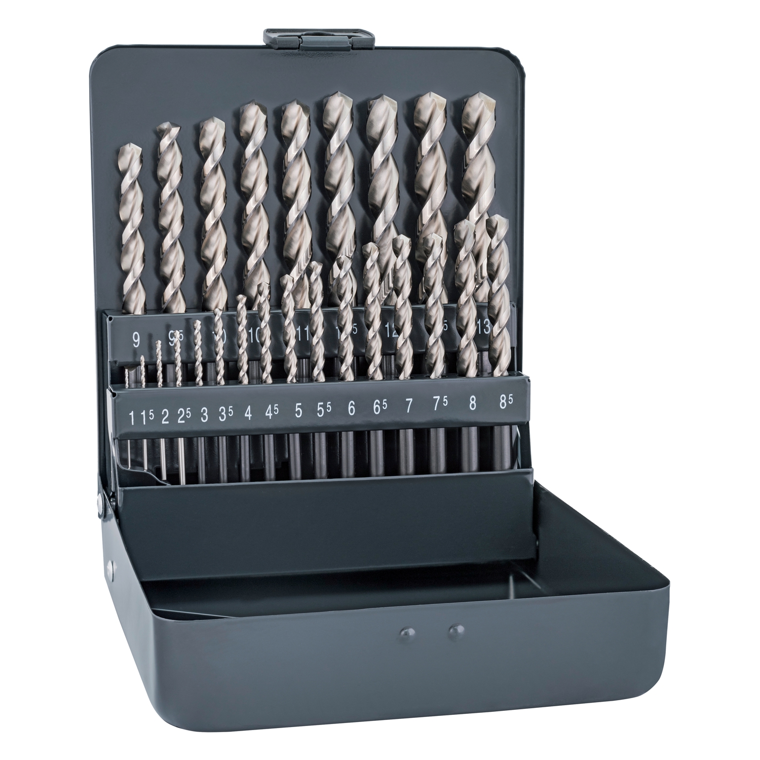 HSS SPRINT DRILL BIT SET 25 PIECE 1-13MM X 0.5 IN METAL CASE
