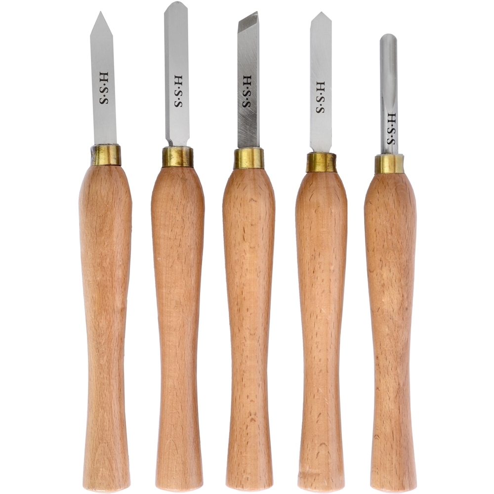 CHISEL SET WOOD TURNING 270MM HSS 5 PIECE WOOD CASE