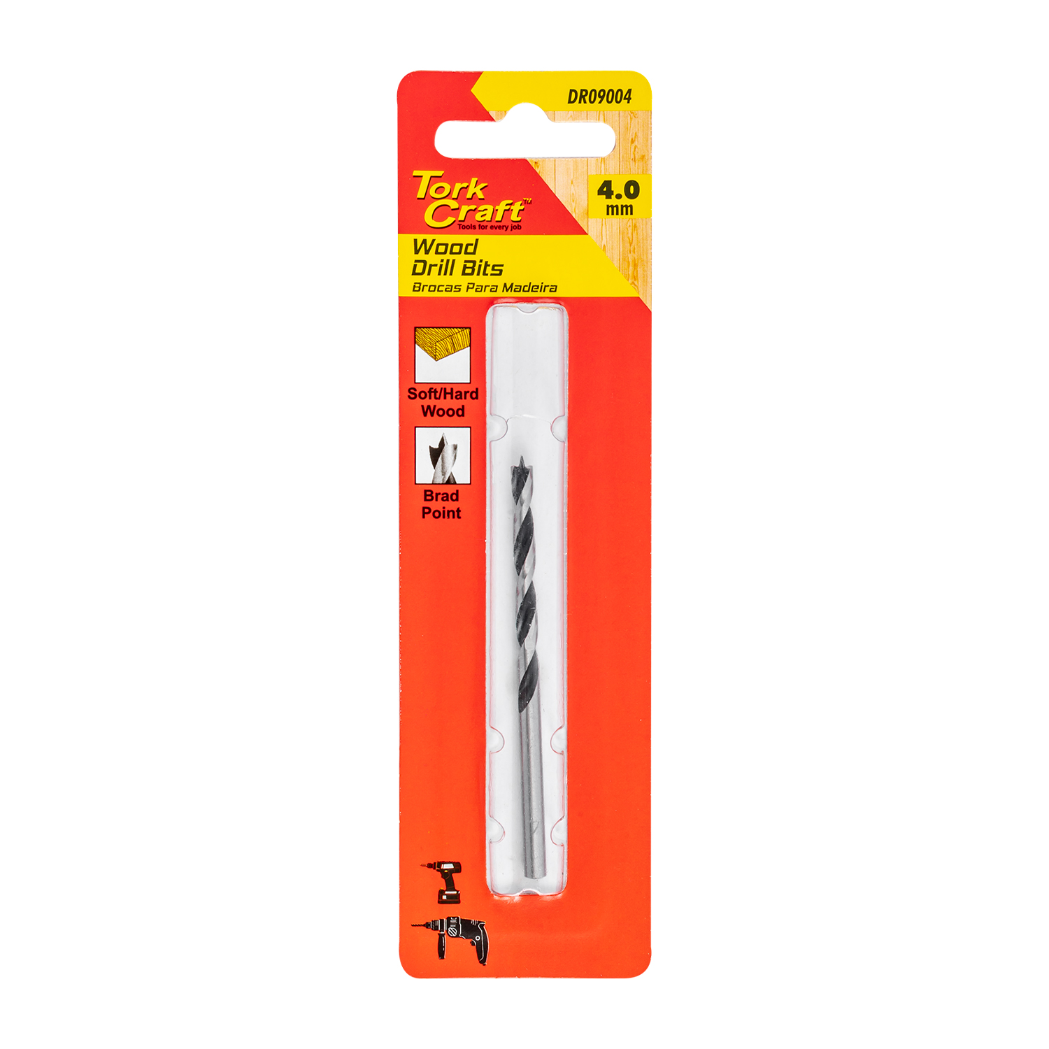 DRILL BIT WOOD 4.0MM X 75MM 1/CARD