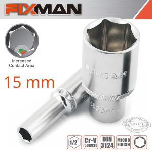 FIXMAN 1/2' DR DEEP SOCKET 15MM
