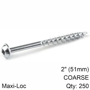 KREG ZINC POCKET HOLE SCREWS 51MM 2.00' #8 COARSE THREAD MX LOC 250CT