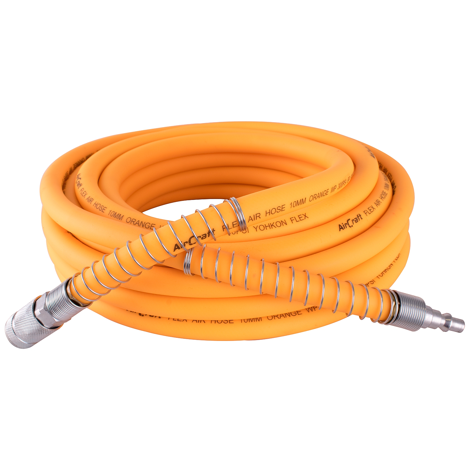 FLEX AIR HOSE KIT 10MM X 10M ORANGE W/QUICK COUPLER & CONNECTOR YOHKO