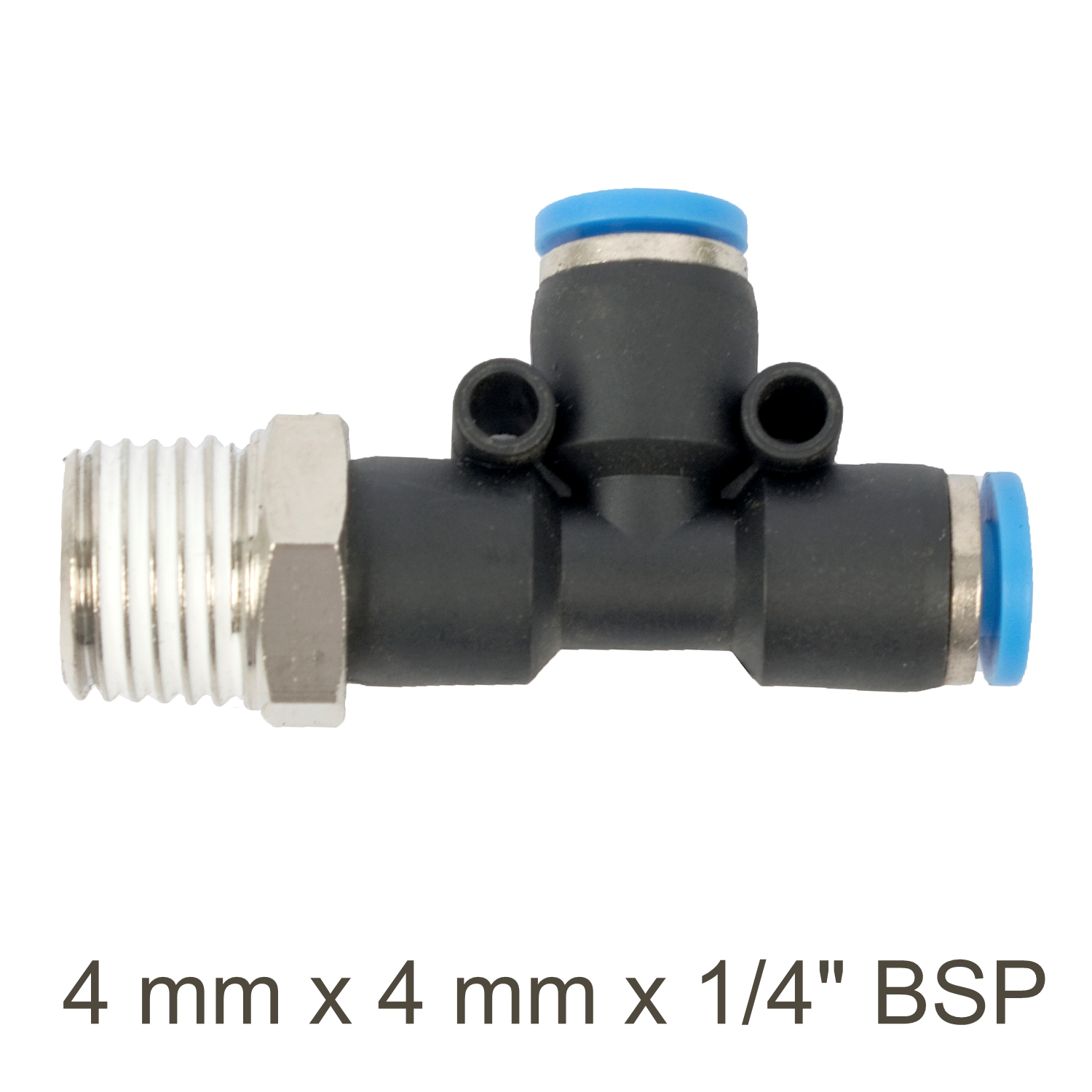 PU HOSE FITTING TEE 4MM X 4MM X 1/4'M