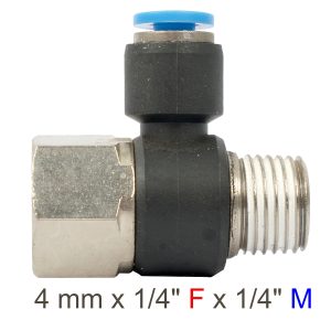 PU HOSE FITTING TEE 4MM X 1/4'F X 1/4'M