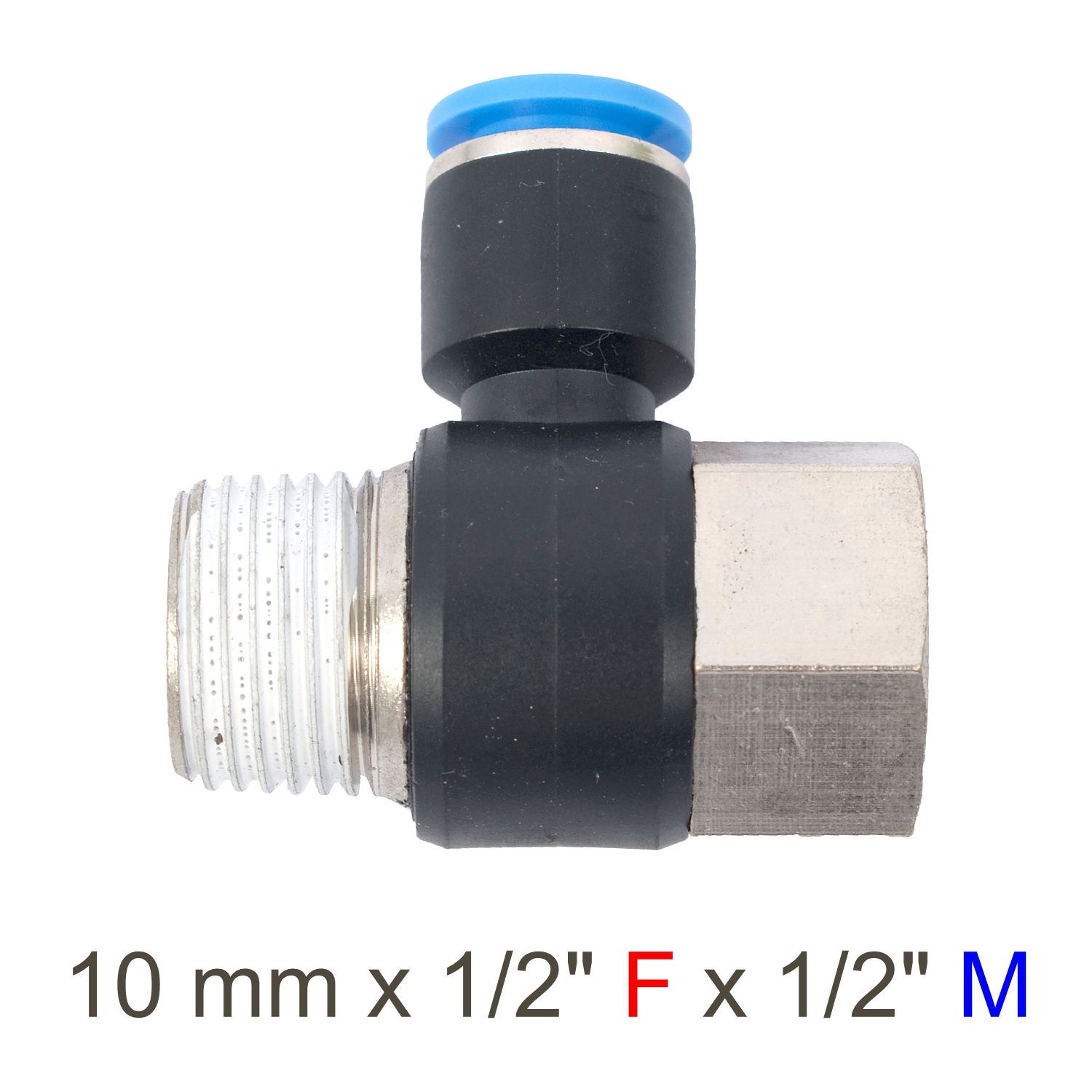 PU HOSE FITTING TEE 10MM X 1/2'F X 1/2'M