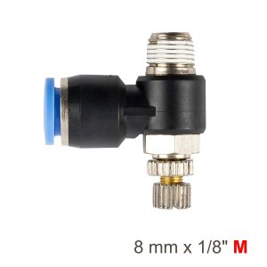 FLOW CONTROL SWIV. ELBOW PU 8MM X 1/8' M