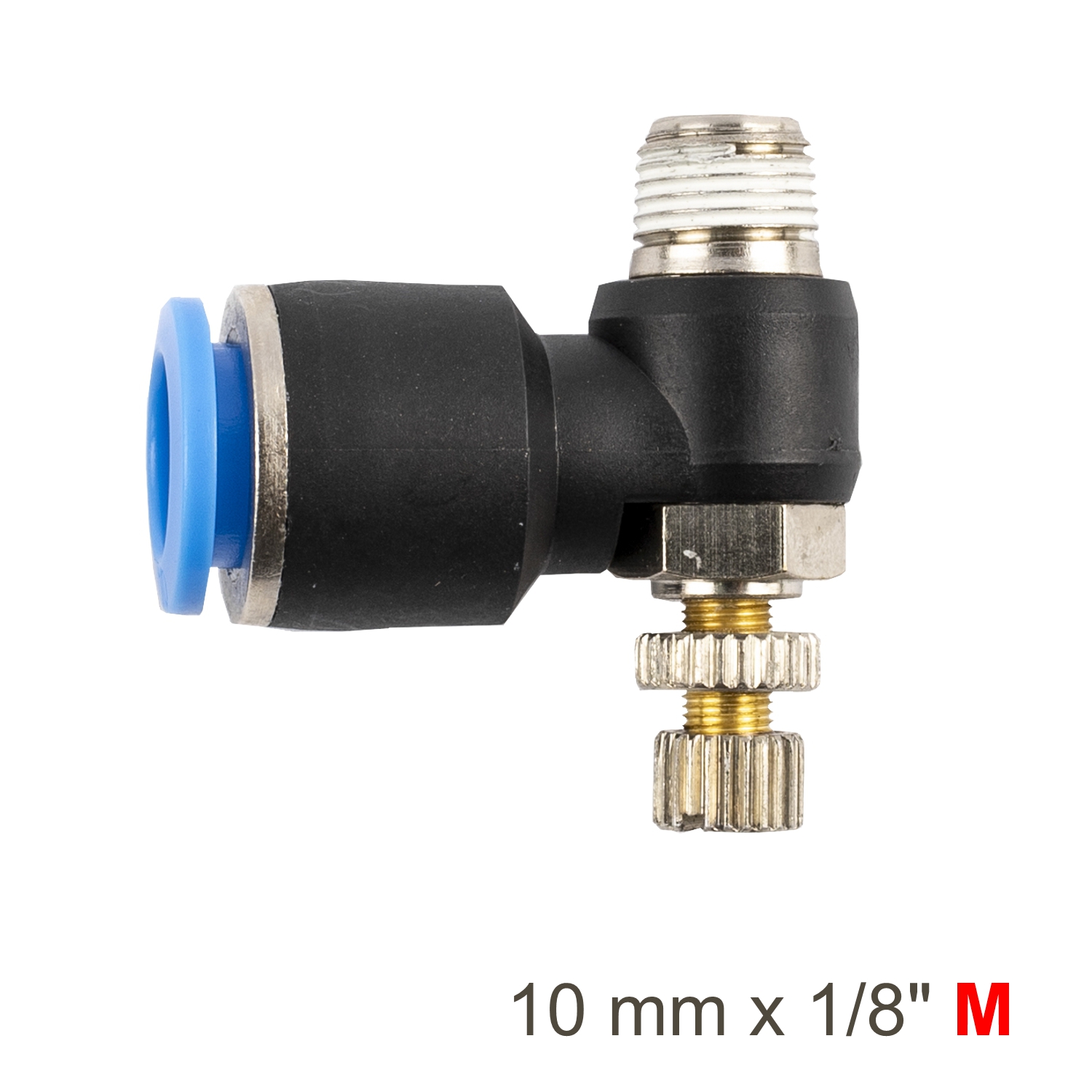 FLOW CONTROL SWIV. ELBOW PU 10MM X 1/8' M