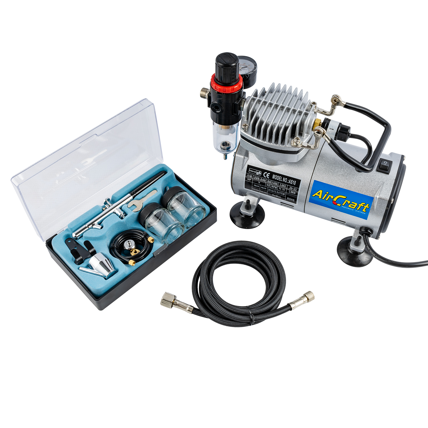 COMPRESSOR WITH AIRBRUSH KIT AND HOSE