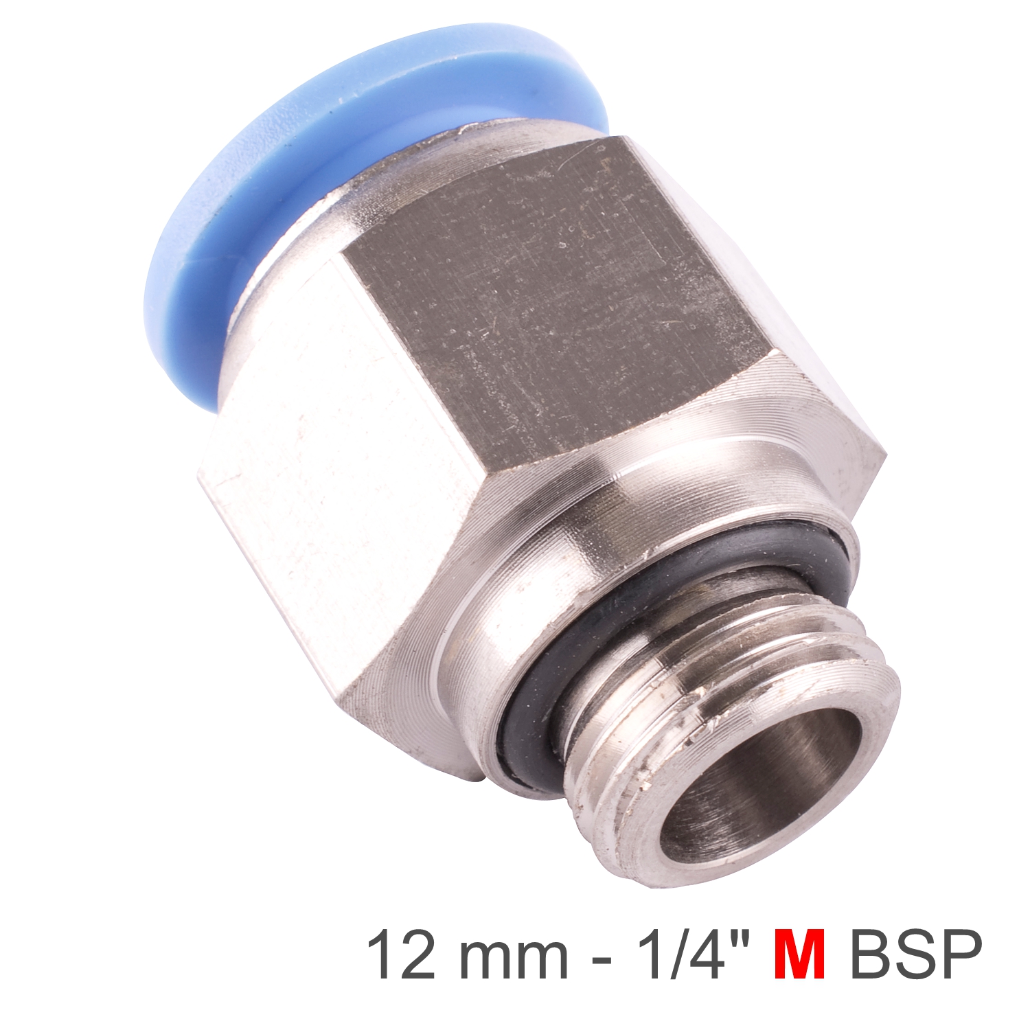 PU FITTING STR. STUD W/O-RING 12MM-1/4' M