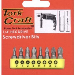 INSERT BIT SET PH & PZ 8PCE SIZES 0 1 2 3 25MM PHILLIPS POZI