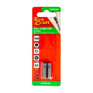 TORX TX 40 CLASSIC INSERT BIT 25MM 2PC CARDED