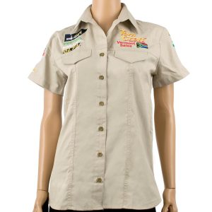 VERMONT LADIES PIGEON CAP SLEEVE BLOUSE STONE SMALL