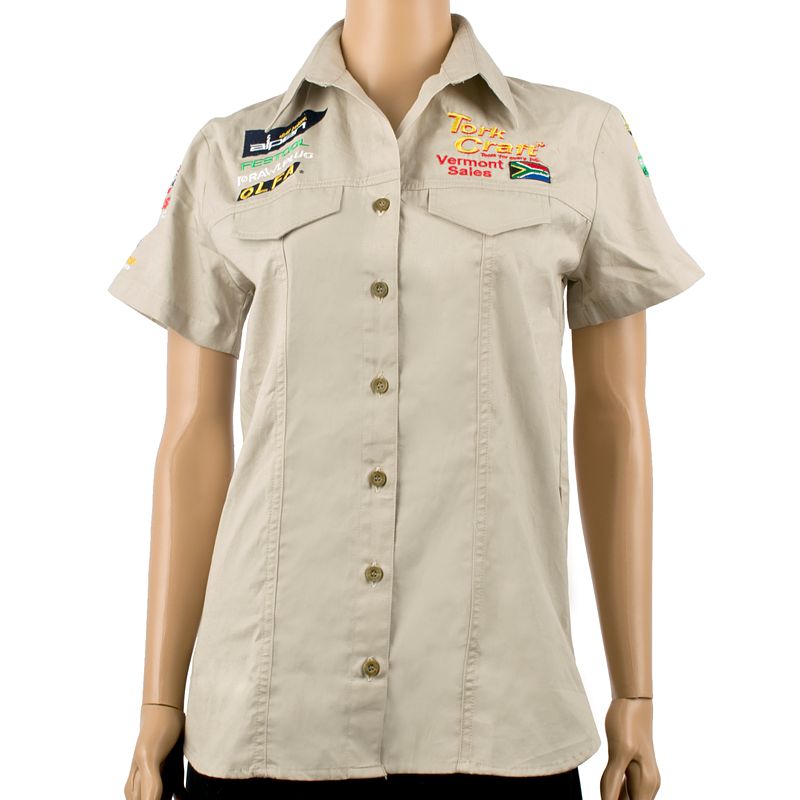 VERMONT LADIES PIGEON CAP SLEEVE BLOUSE STONE X-LARGE