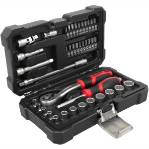 SOCKET & RATCHET DRIVE SET 40PC 1/4' CRV 12 POINT 4 4.5 5 5.5 6-14MM