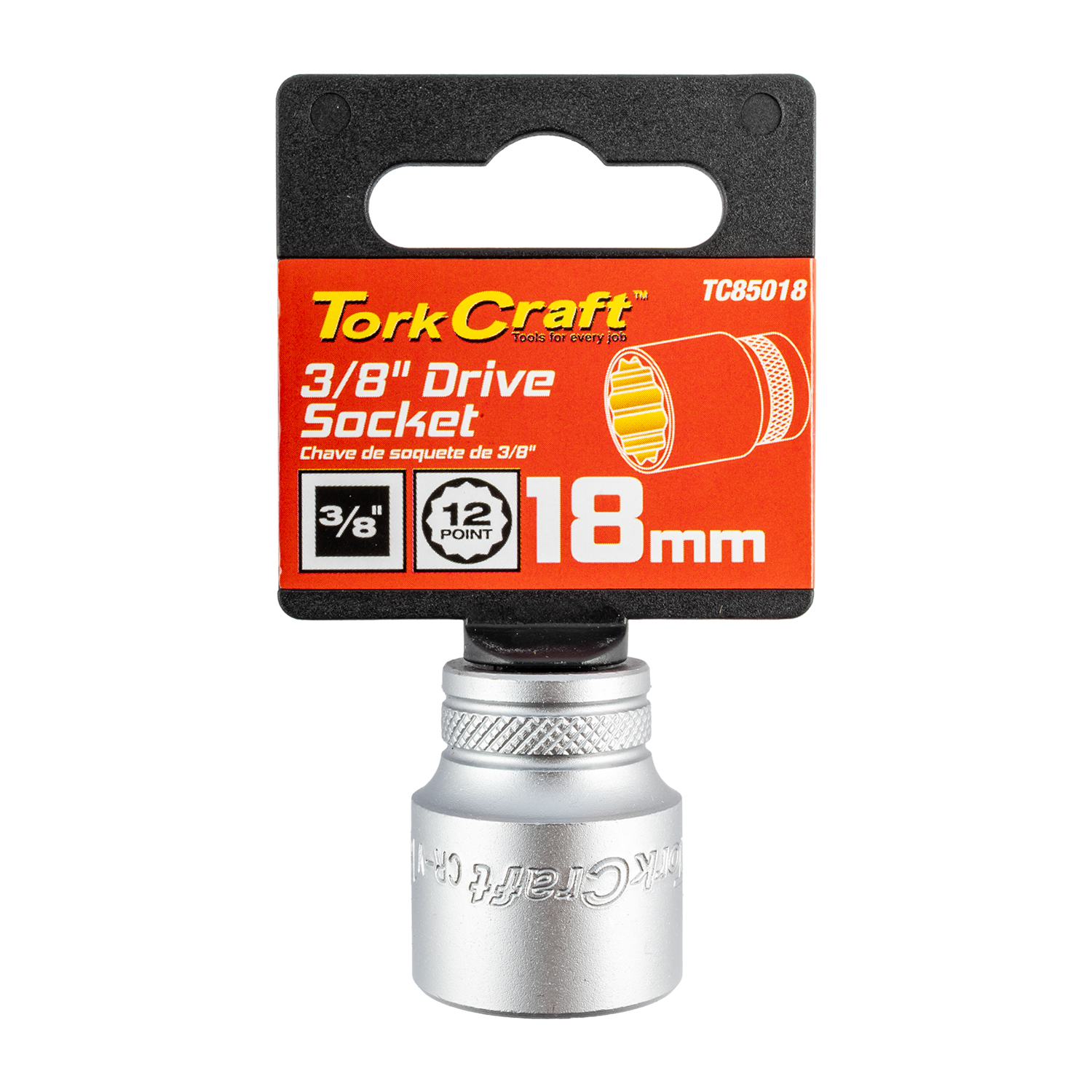SOCKET 3/8'DR 18MM 12PT CRV