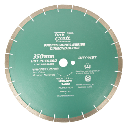 DIA. BLADE 350x25.4MM GREEN/NEW CONCRETE HOT PRESSED