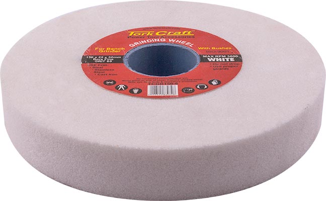 GRINDING WHEEL 150X25X32MM BORE FINE 60GR W/BUSHES FOR B/G WHITE