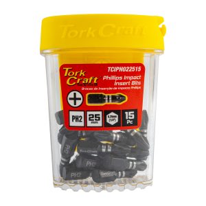 IMPACT PHIL.2 X 25MM INSERT BIT 15PC TIC TAC CASE PH2