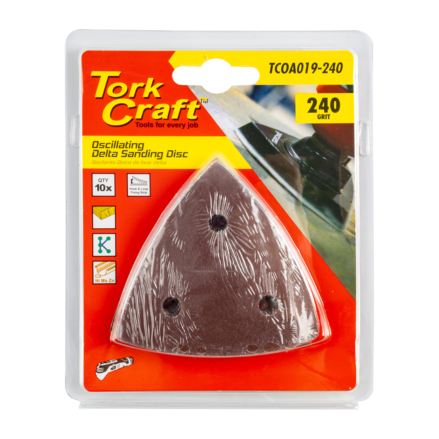 OSCILLATING SANDPAPER A/O 80MM 10PC DELTA SHAPE 240GRIT