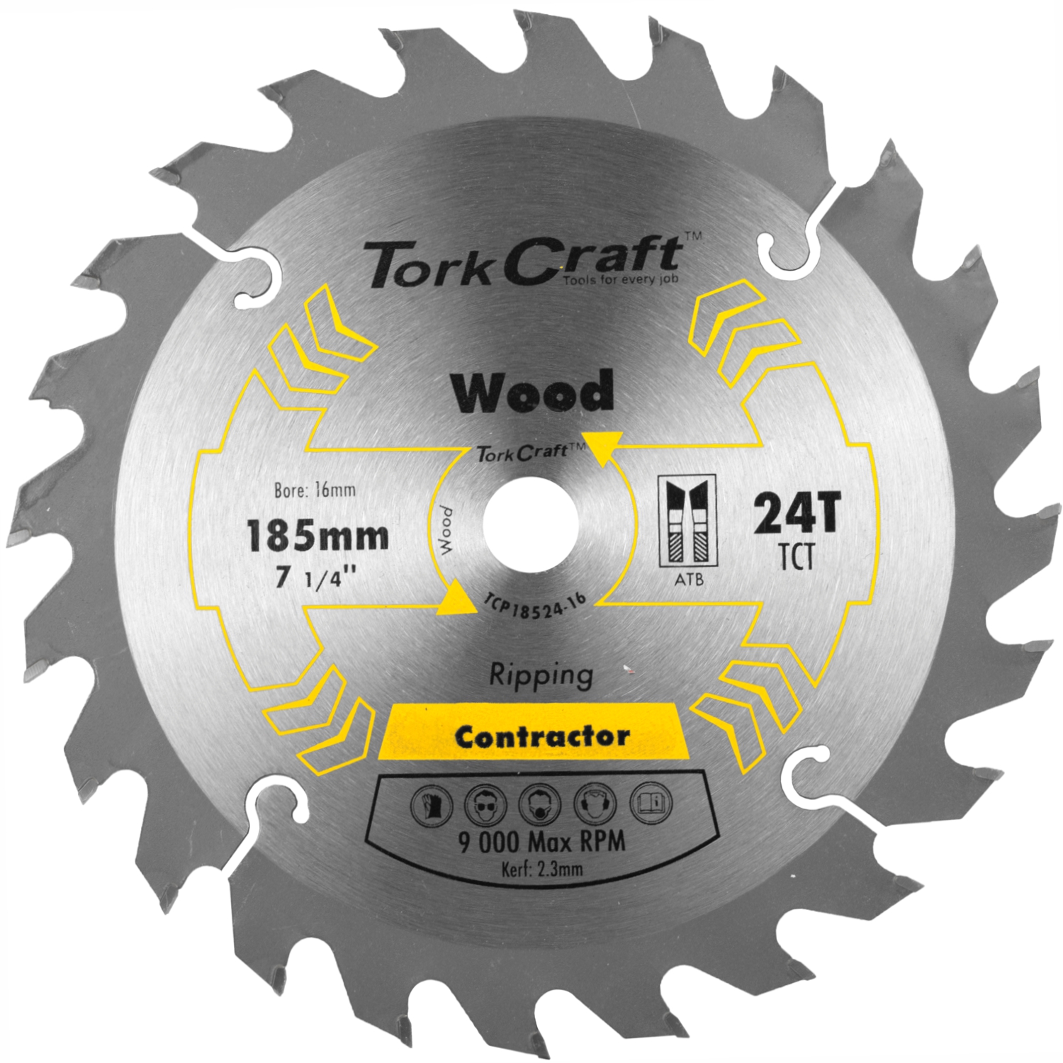 BLADE CONTRACTOR 185 X 24T 16mm CIRCULAR SAW TCT