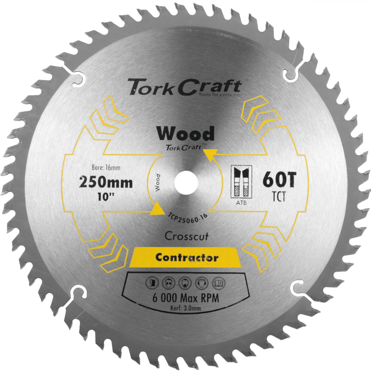 BLADE CONTRACTOR 250 X 60T 16MM CIRCULAR SAW TCT