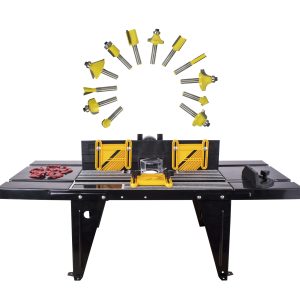 ROUTER TABLE RT001 C/W 12PC 1/4 SHANK ROUTER BIT SET DY012B AG