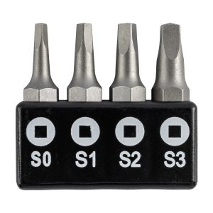SCREWDRIVER BIT SET SQUARE RECESS 4PCE 25MM SQ0.1.2.3