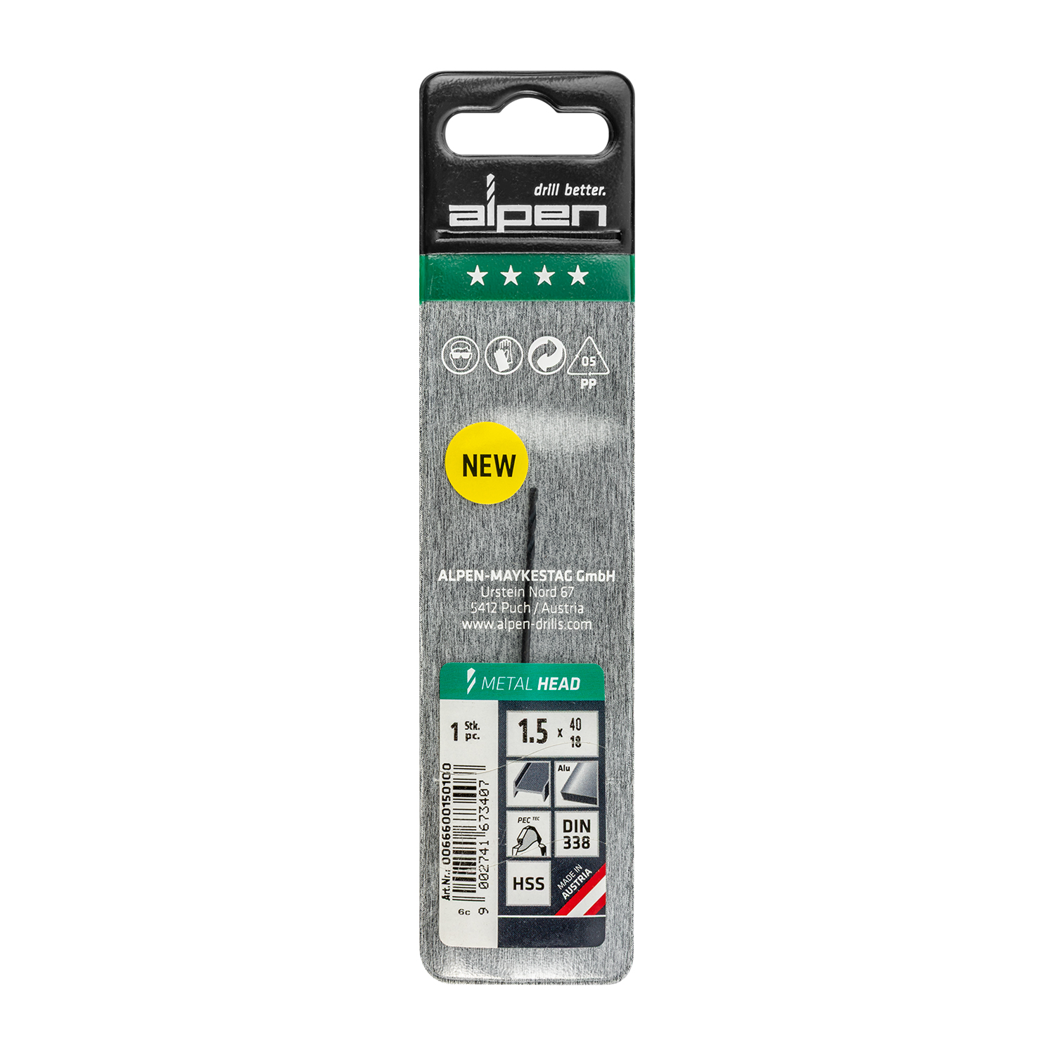 HSS METAL HEAD 1.5MM DIN 338 RN