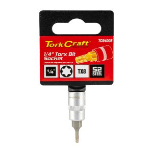 SOCKET BIT 1/4'DR TORX T8 S2 MATERIAL