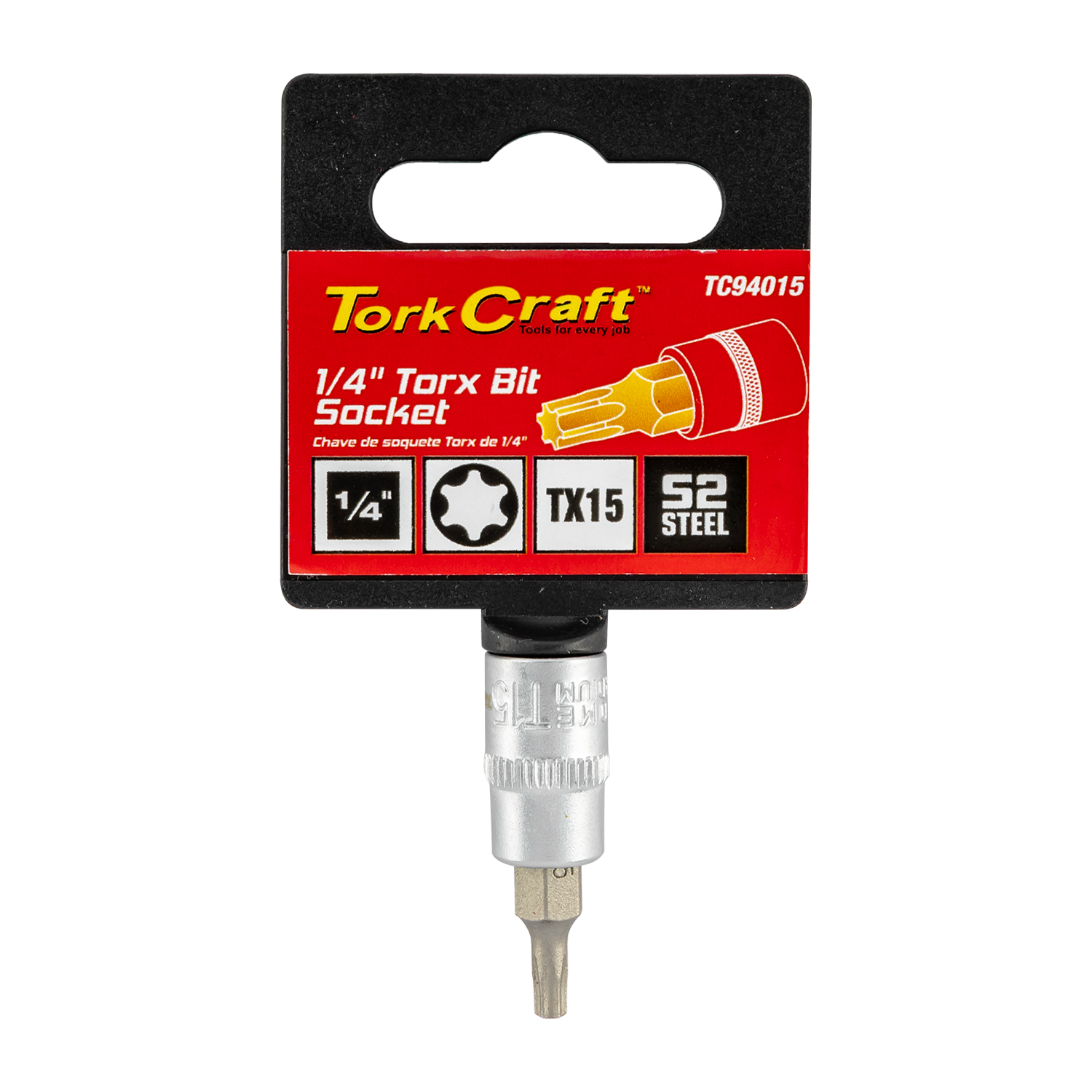SOCKET BIT 1/4'DR TORX T15 S2 MATERIAL