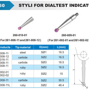 STYLI DIAL TEST INDICATOR STEEL TIP 1MM